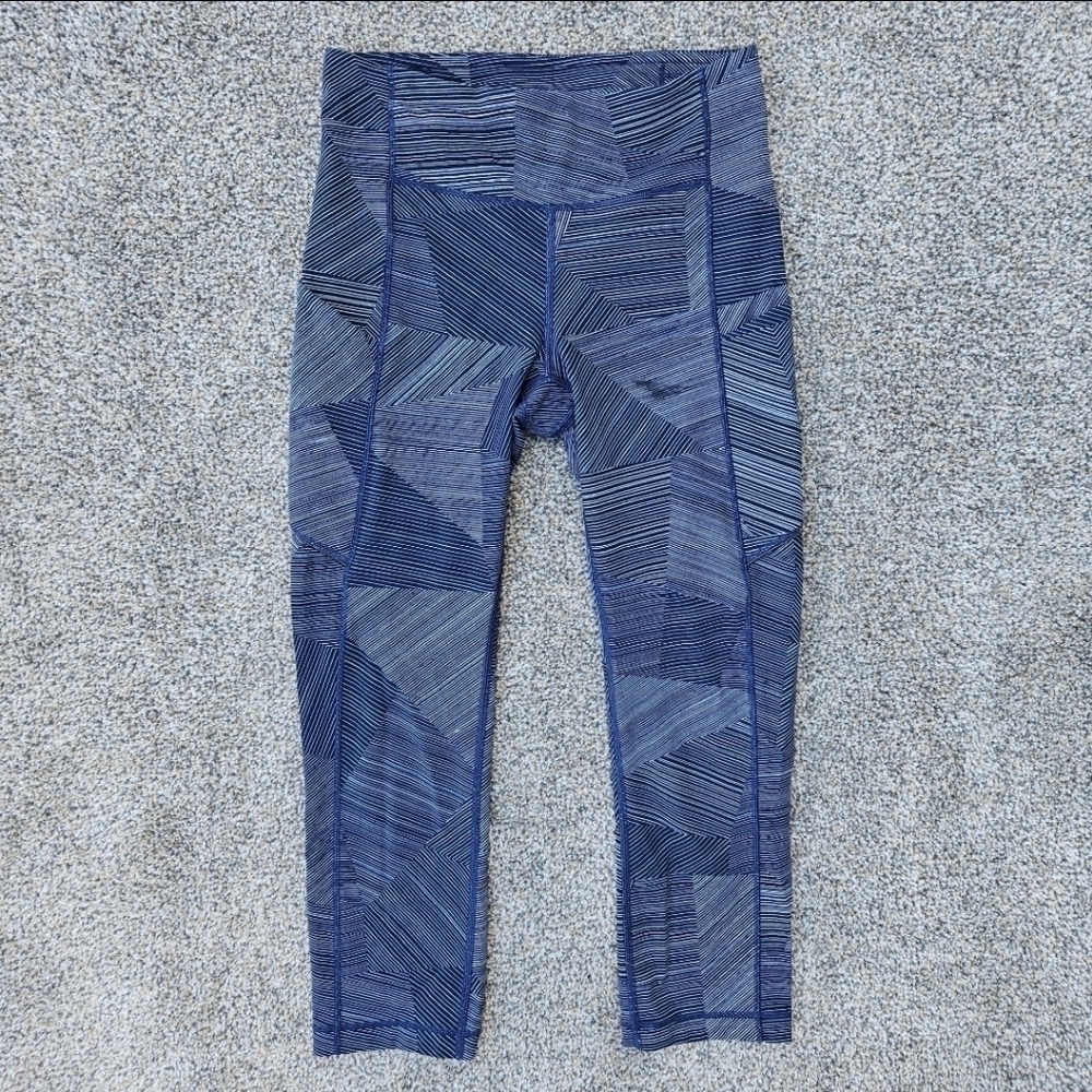 Lululemon Speed Up Crop 21" Etch Hail Midnight Navy Legging Pants Women's Size 4